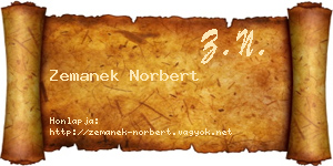 Zemanek Norbert névjegykártya